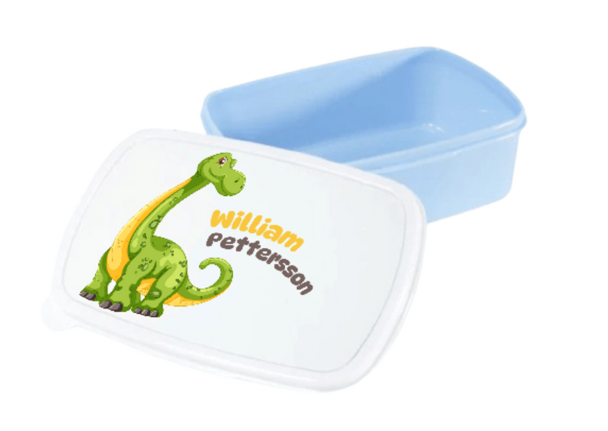 Personlig matlåda - lunchlåda för barn ? Grön dinosaurie med namn