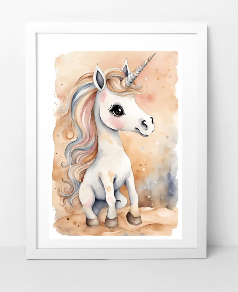 Personliga enhörningstavlor för barn ? set i beige toner - DalaStil