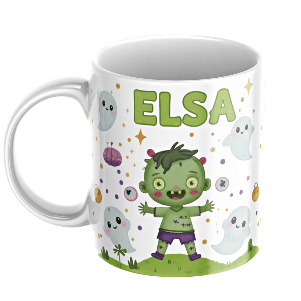 Personlig Halloweenmugg för barn ? gullig zombie med namn