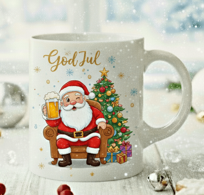 Personlig Julmugg - Tomte med öl