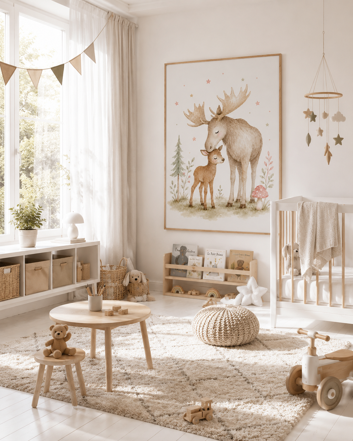Älg barnposter – akvarell barntavla till barnrummet – DalaStil