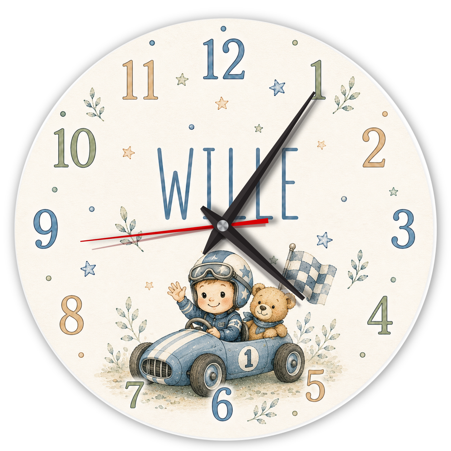 Geräuschlose Wanduhr für Kinderzimmer - Racingsport