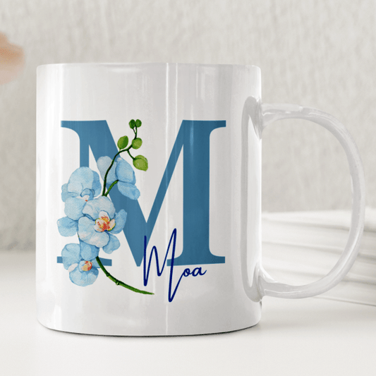 Blå orkidé - Personlig mugg