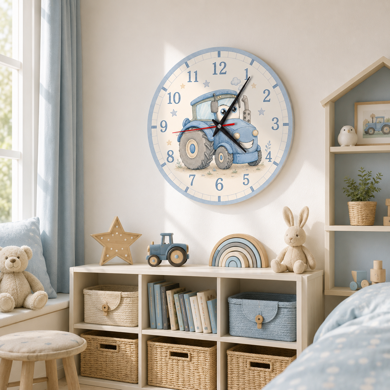 Silent wall clock for children's room - Tractor