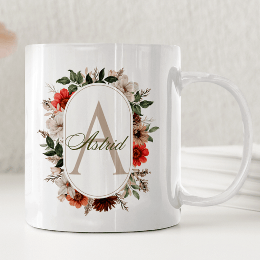 Elegant Blomsterkrans - Personlig mugg