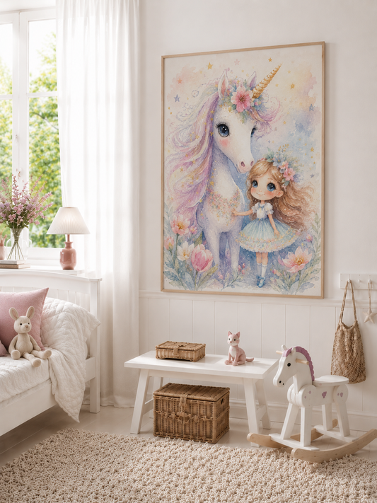 Personalisierte Kinderbilder – Poster fürs Kinderzimmer – Magisches Einhorn