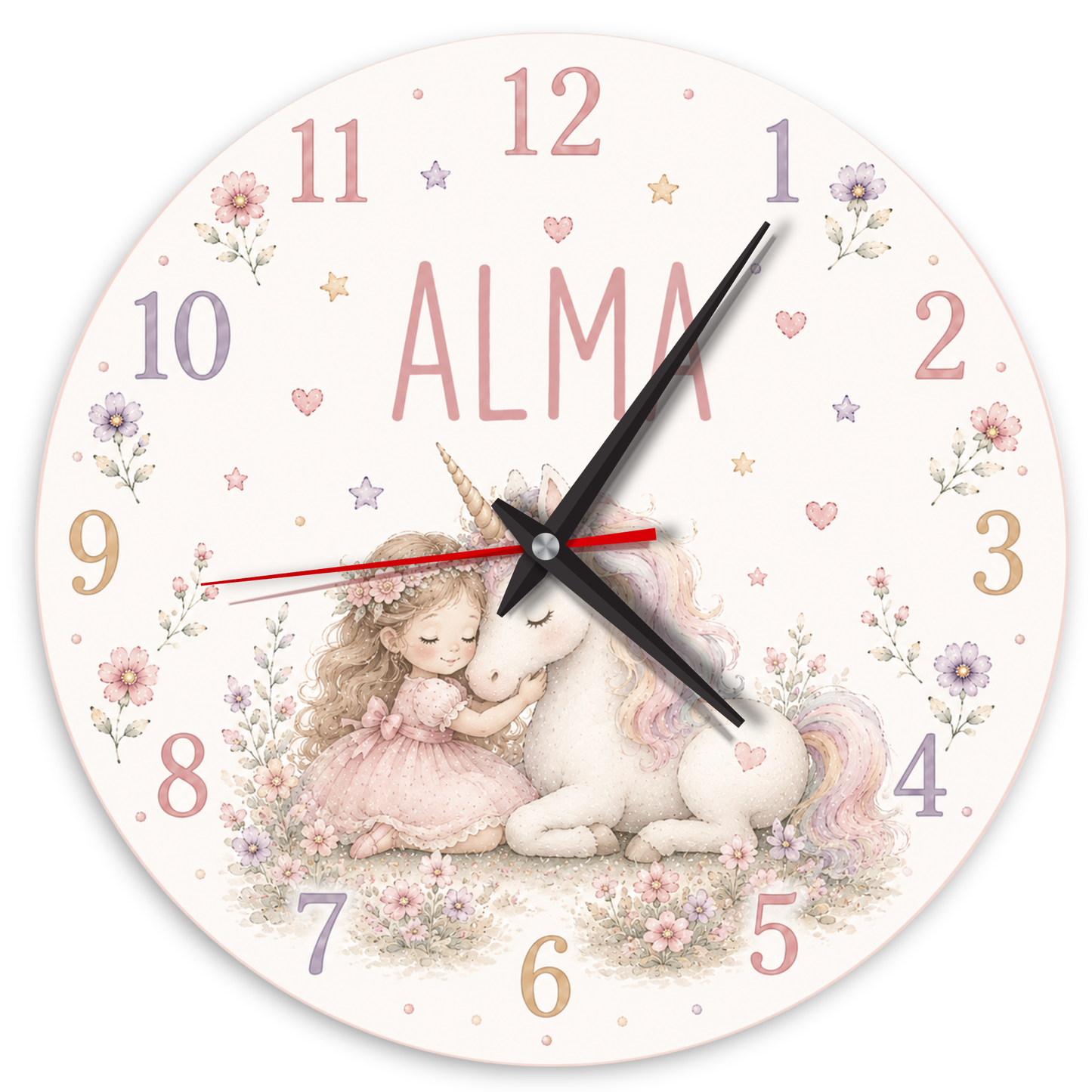 Lautlose Einhorn-Wanduhr fürs Kinderzimmer