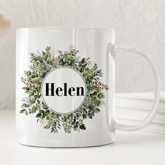 Grön bladkrans – Personlig mugg