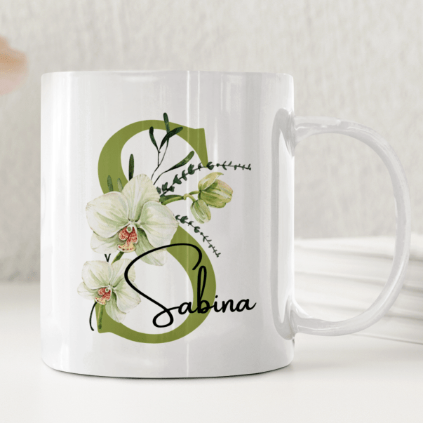 Grön Orkide - Personlig mugg