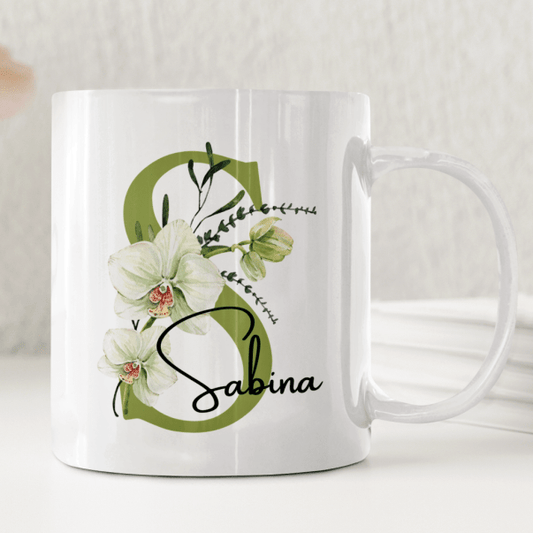 Grön Orkide - Personlig mugg