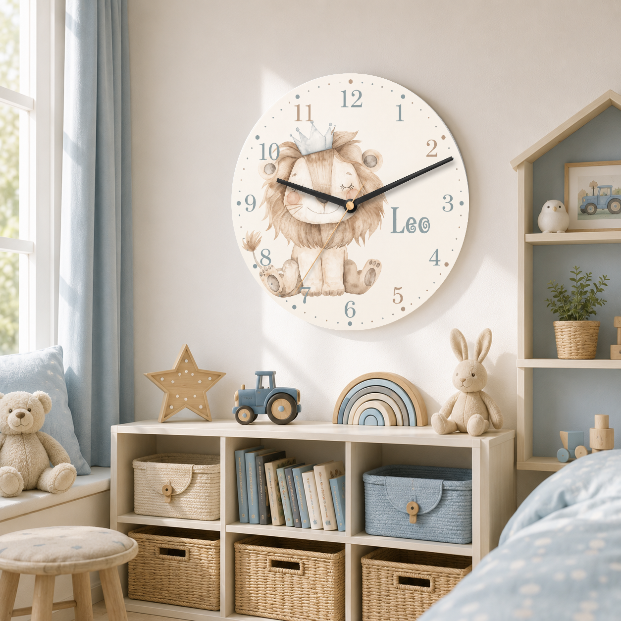 Lautlose Wanduhr fürs Kinderzimmer – Löwe