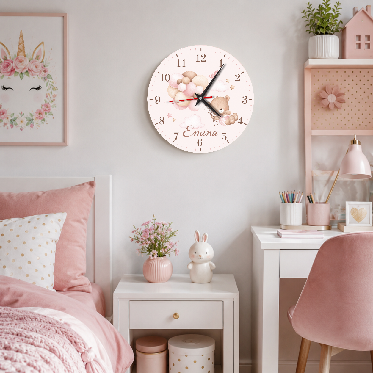 Wanduhr fürs Babyzimmer – Teddybär