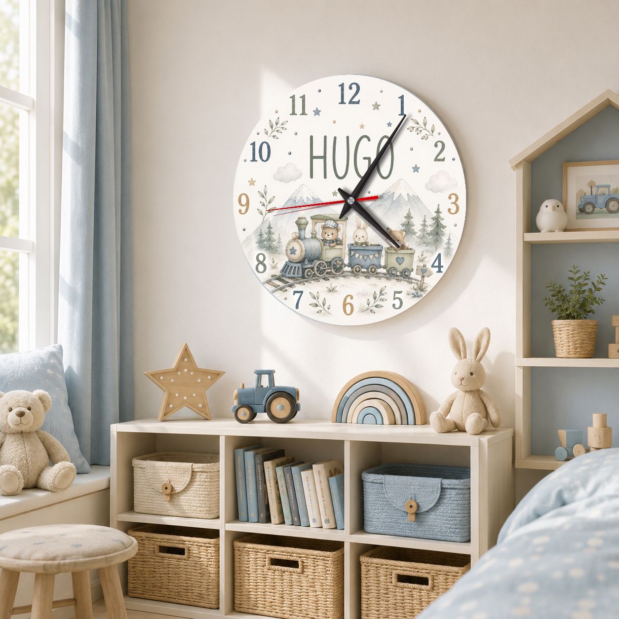 Geräuschlose Wanduhr für Kinder mit Dinosaurier-Motiv