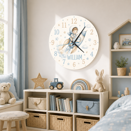 Rymdraket väggklocka till barnrummet – tystgående – DalaStil