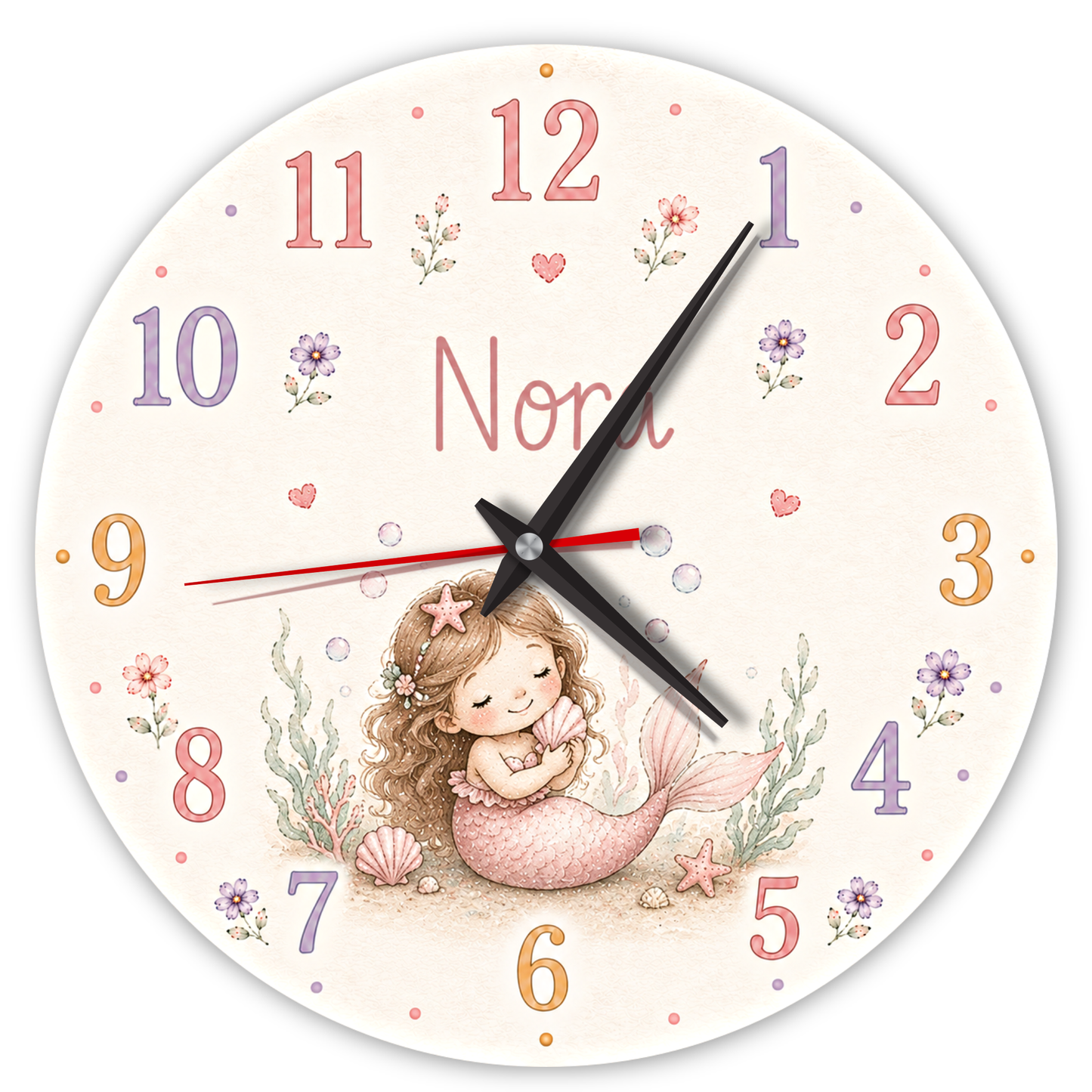 Geräuschlose Wanduhr fürs Kinderzimmer – Rosa Einhorn