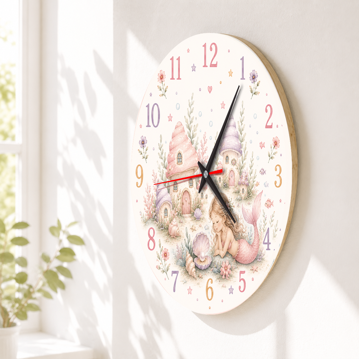 Lautlose Wanduhr fürs Kinderzimmer – Regenbogenpony