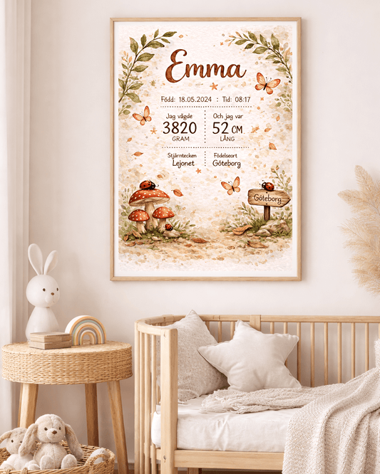 VäggdekorationPersonlig Födelsetavla - Skogen