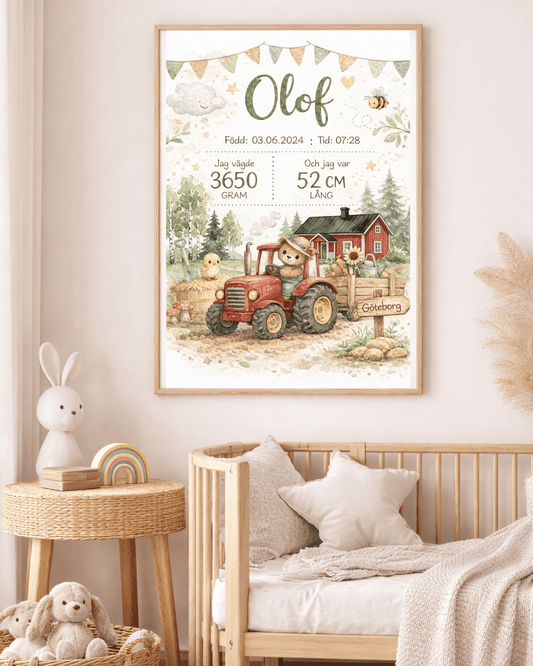 VäggdekorationPersonlig Födelsetavla - Svensk Gård