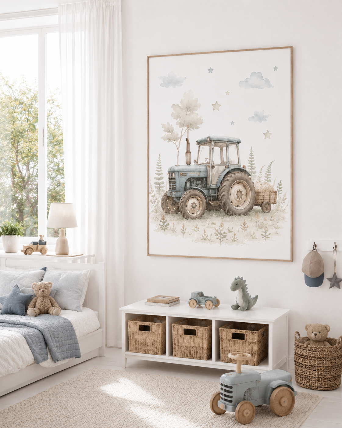 Traktor barnposter – akvarell barntavla till barnrummet – DalaStil
