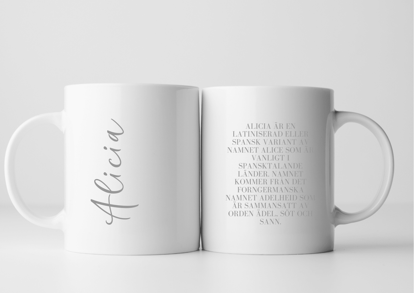 Personliga muggarPersonlig namn - mugg med handskrivet namn och namnbetydelse ? stilren och meningsfull gåva