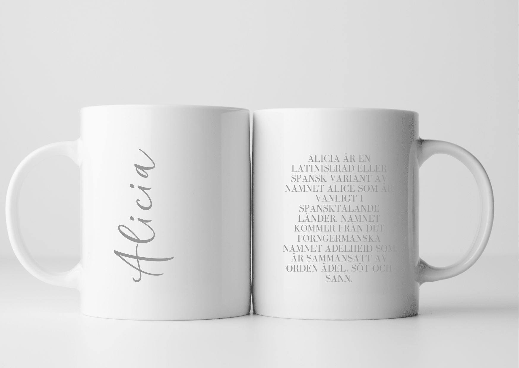 Personliga muggarPersonlig namn - mugg med handskrivet namn och namnbetydelse ? stilren och meningsfull gåva