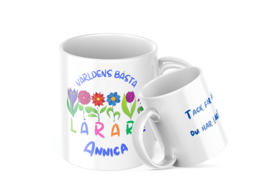Presentmugg för lärare - fröken - Blommig