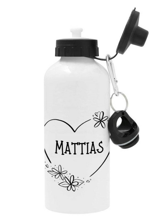 Hjärta - Personlig vattenflaska med namn - DalaStil