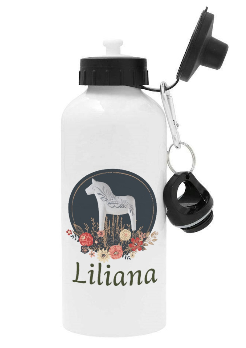 Personlig vattenflaska med namn - Dalahäst - DalaStil