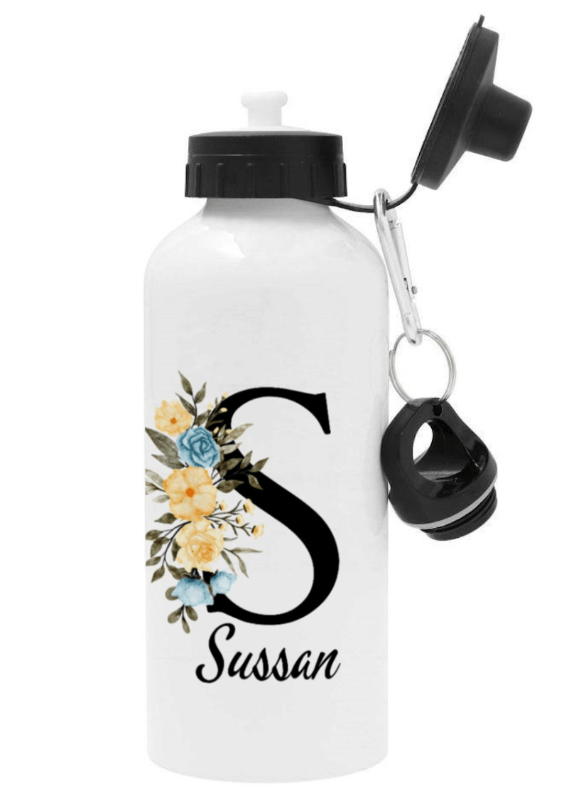 Personlig vattenflaska med namn - Gul rosa - DalaStil