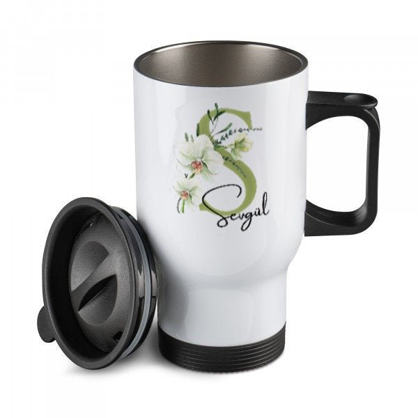 Orkide - Resemugg med namn - Termos med namn