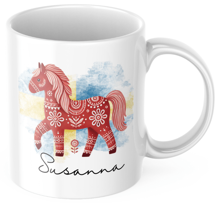 Personlig mugg - Dalahäst med flaggan