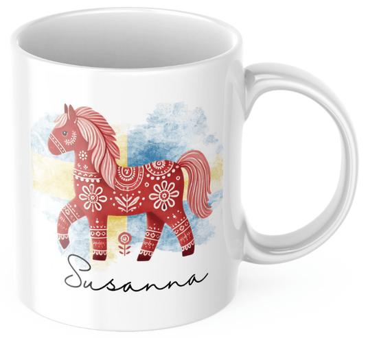 Personlig mugg - Dalahäst med flaggan