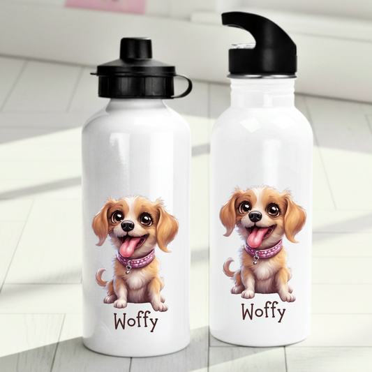 Personlig vattenflaska för barn med hundmotiv - Flaska med eget namn - DalaStil