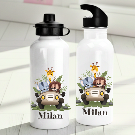 Personlig vattenflaska för barn med djungelmotiv - Flaska med eget namn - DalaStil