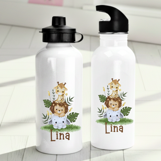 Personlig vattenflaska för barn med safarimotiv - Vattenflaska med eget namn - DalaStil