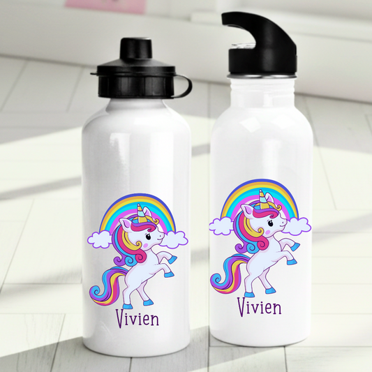 Personlig vattenflaska för barn med enhörningsmotiv - Flaska med eget namn - DalaStil