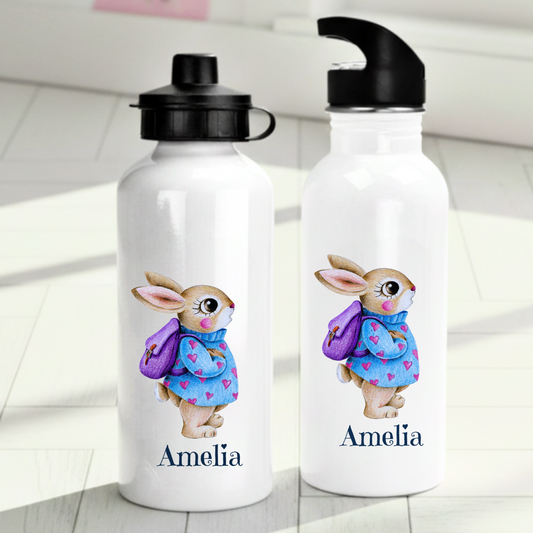 Personlig vattenflaska för barn med kaninmotiv - Vattenflaska med ditt eget namn - DalaStil
