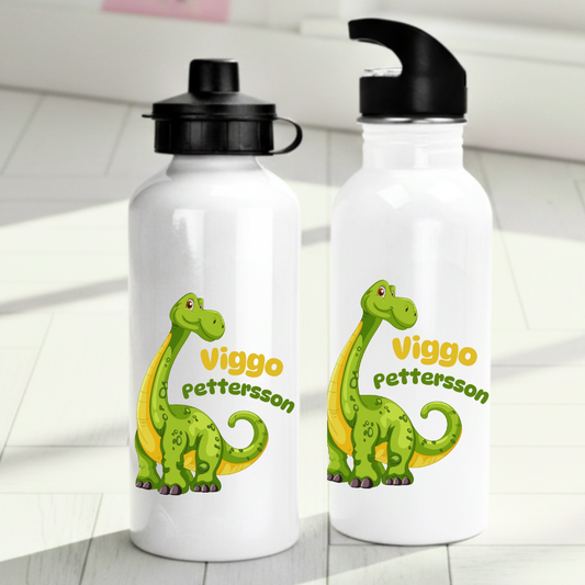 Personlig vattenflaska för barn med dinosauriemotiv - Vattenflaska med ditt eget namn - DalaStil