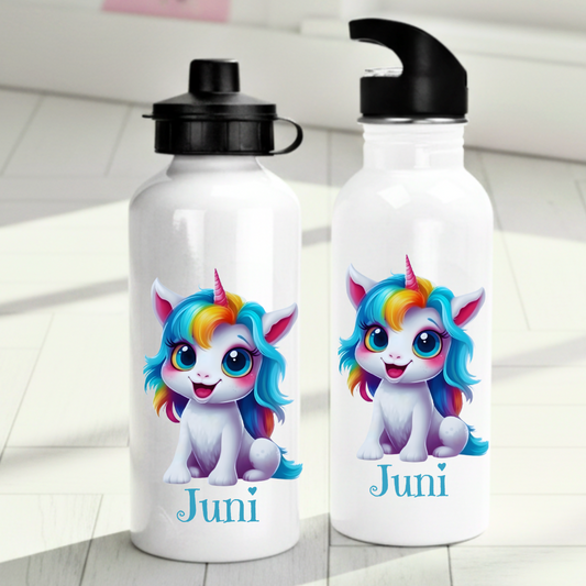 Personlig vattenflaska för barn med enhörningmotiv - Vattenflaska med eget namn - DalaStil