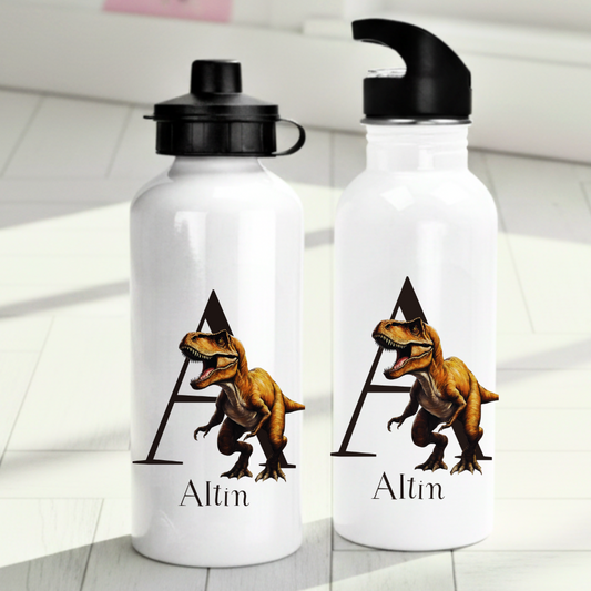 Personlig vattenflaska för barn med t-rexmotiv - Vattenflaska med eget namn - DalaStil