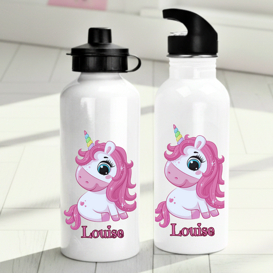 Personlig vattenflaska för barn med enhörningmotiv - Vattenflaska med eget namn - DalaStil