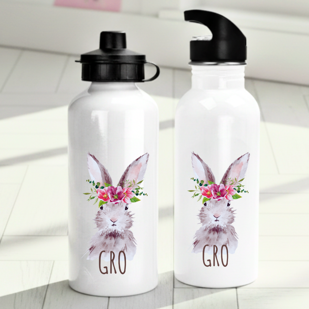 Personlig vattenflaska för barn med haremotiv - Flaska med eget namn - DalaStil
