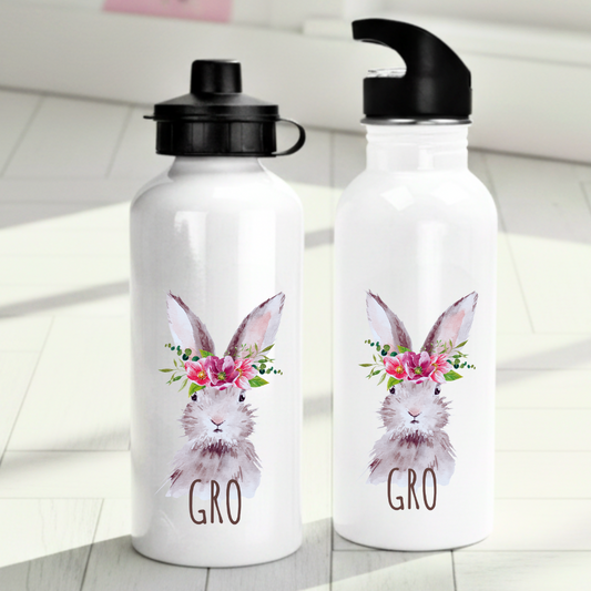 Personlig vattenflaska för barn med haremotiv - Flaska med eget namn - DalaStil