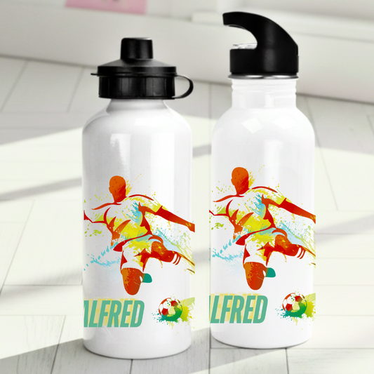 Personlig vattenflaska för barn med fotbollmönstrad - Vattenflaska med eget namn - DalaStil