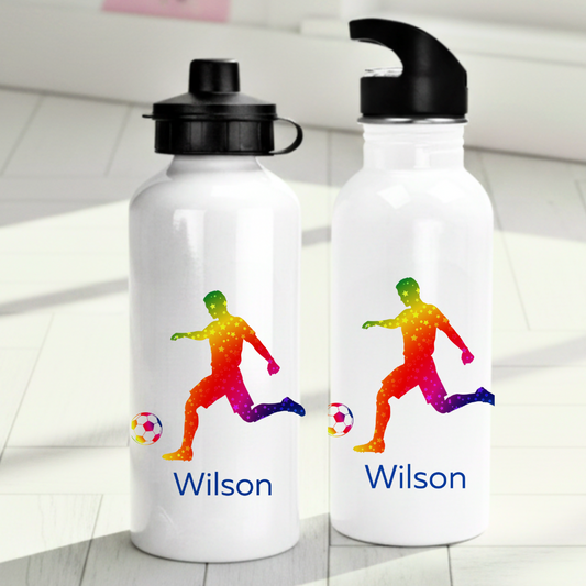 Personlig vattenflaska för barn med fotbollmönstrad - Vattenflaska med eget namn - DalaStil