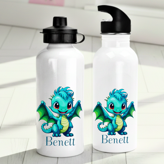 Personlig vattenflaska för barn med drakemönstrad - Vattenflaska med eget namn - DalaStil
