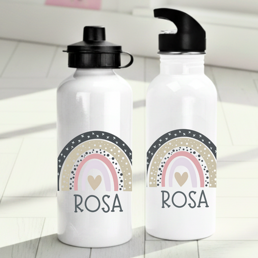 Personlig vattenflaska för barn med regnbågemotiv - Flaska med eget namn - DalaStil