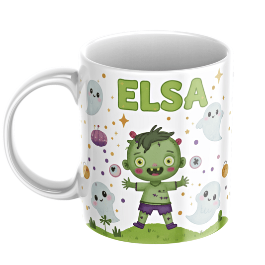 Personlig Halloweenmugg för barn ? gullig zombie med namn