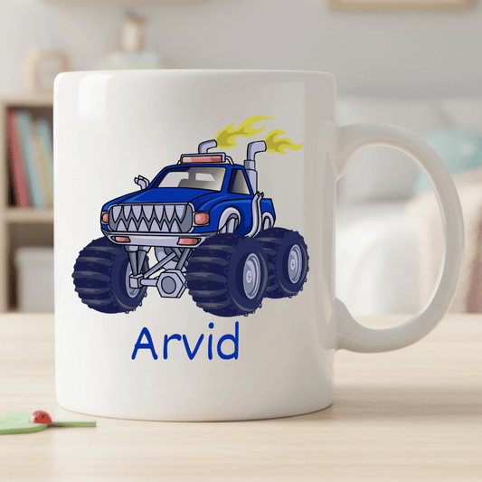 Mugg för barn med namn ? Personlig barnmugg - Monstertruck