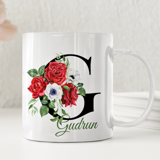 Personlig mugg med namn och röda rosor ? tidlös och vacker presentmugg - DalaStil